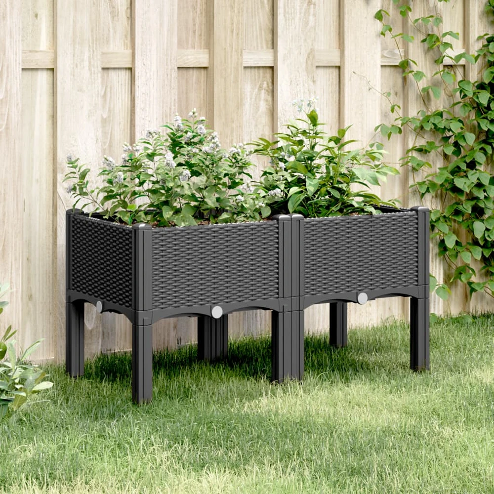 Sodo lovelis su kojomis, juodos spalvos, 80x40x42cm, PP