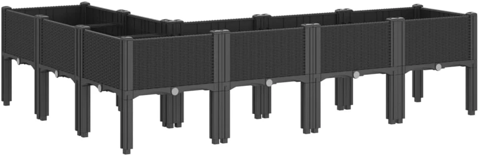 Sodo lovelis su kojomis, juodos spalvos, 160x120x42cm, PP