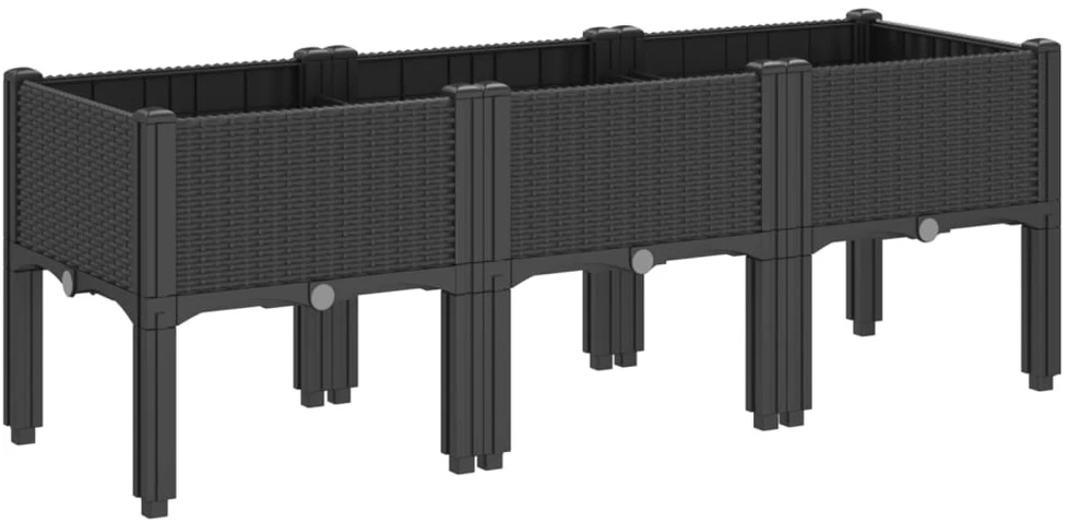 Sodo lovelis su kojomis, juodos spalvos, 120x40x42cm, PP