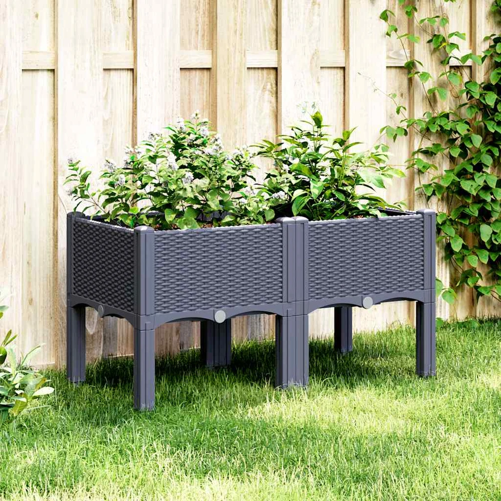 Sodo lovelis su kojomis, pilkos spalvos, 80x40x42cm, PP
