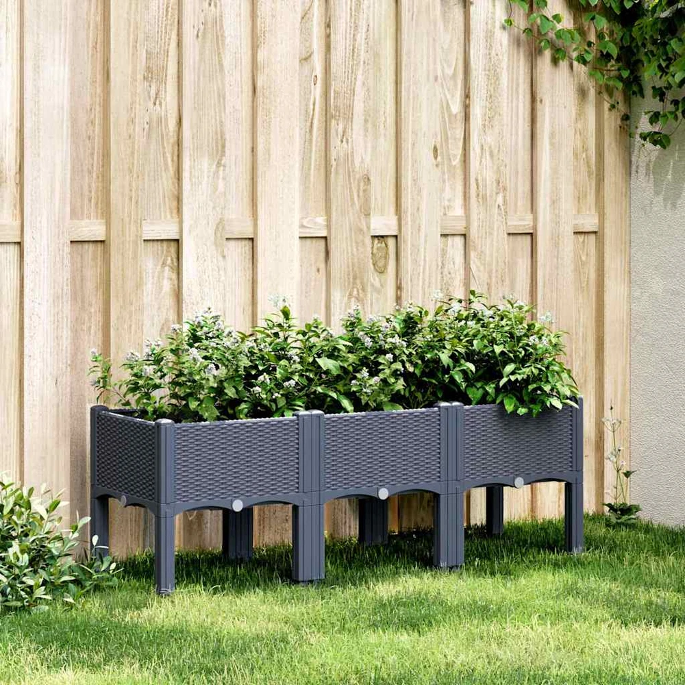 Sodo lovelis su kojomis, pilkos spalvos, 120x40x42cm, PP