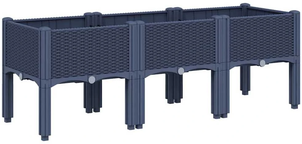 Sodo lovelis su kojomis, pilkos spalvos, 120x40x42cm, PP