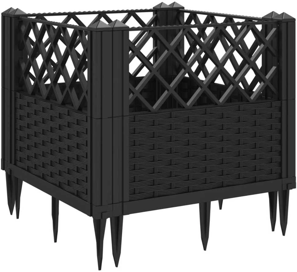 Sodo lovelis su kuoliukais, juodas, 43,5x43,5x43,5cm, PP