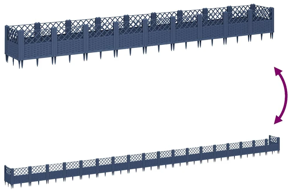 Sodo lovelis su kuoliukais, pilkas, 363,5x43,5x43,5cm, PP