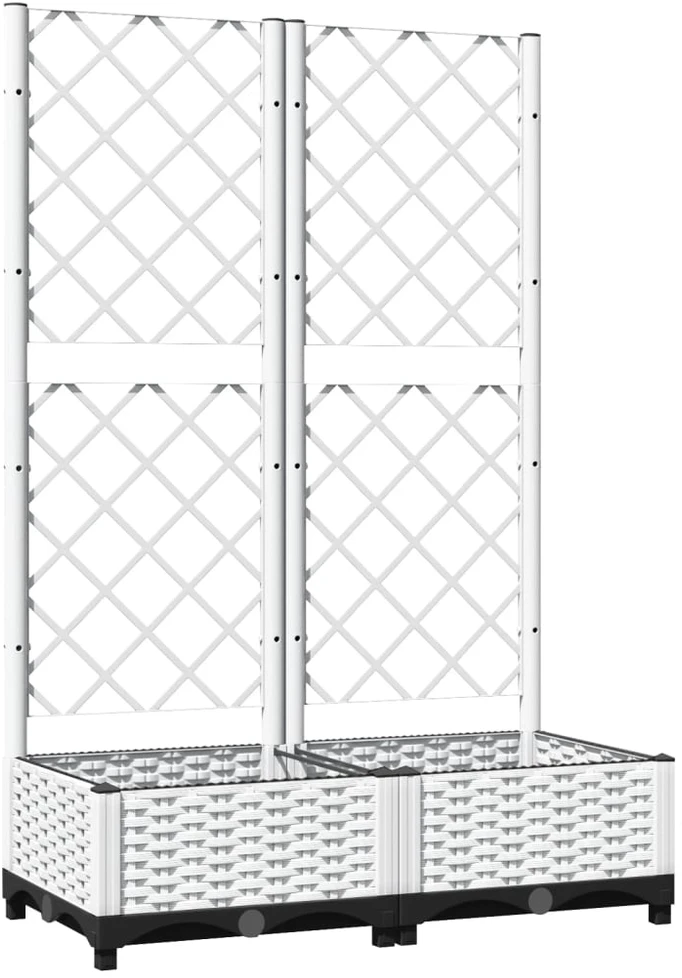 Sodo lovelis su treliažu, baltos spalvos, 80x40x121,5cm, PP