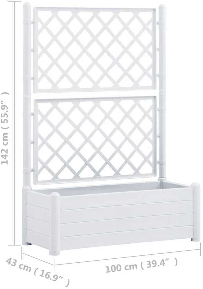 Sodo lovelis su treliažu, baltos spalvos, 100x43x142cm, PP
