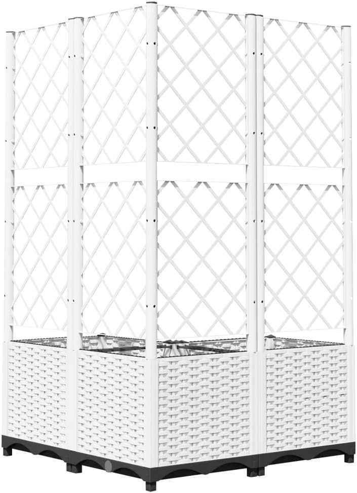 Sodo lovelis su treliažu, baltos spalvos, 80x80x136 cm, PP