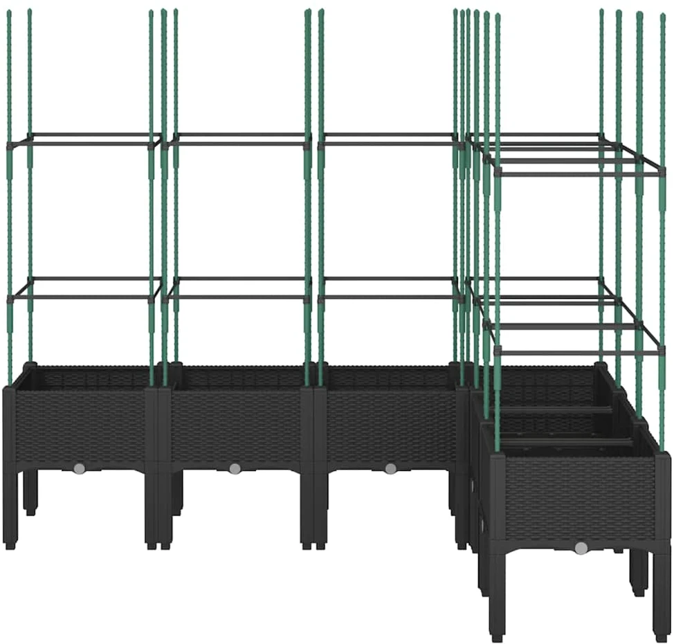 Sodo lovelis su treliažu, juodos spalvos, 160x120x142,5cm, PP