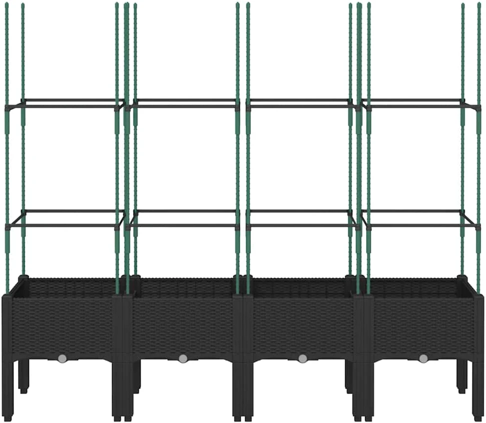 Sodo lovelis su treliažu, juodos spalvos, 160x40x142,5cm, PP