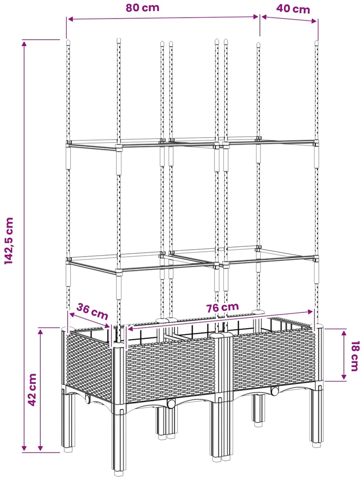 Sodo lovelis su treliažu, rudos spalvos, 80x40x142,5cm, PP