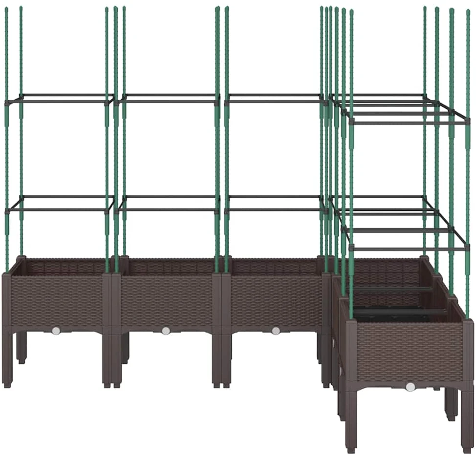 Sodo lovelis su treliažu, rudos spalvos, 160x120x142,5cm, PP
