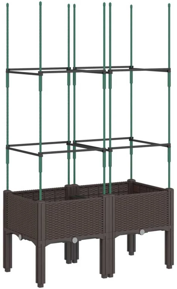 Sodo lovelis su treliažu, rudos spalvos, 80x40x142,5cm, PP