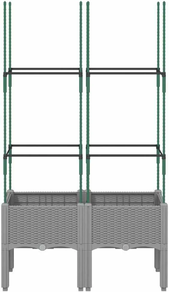 Sodo lovelis su treliažu, šviesiai pilkas, 80x40x142,5cm, PP