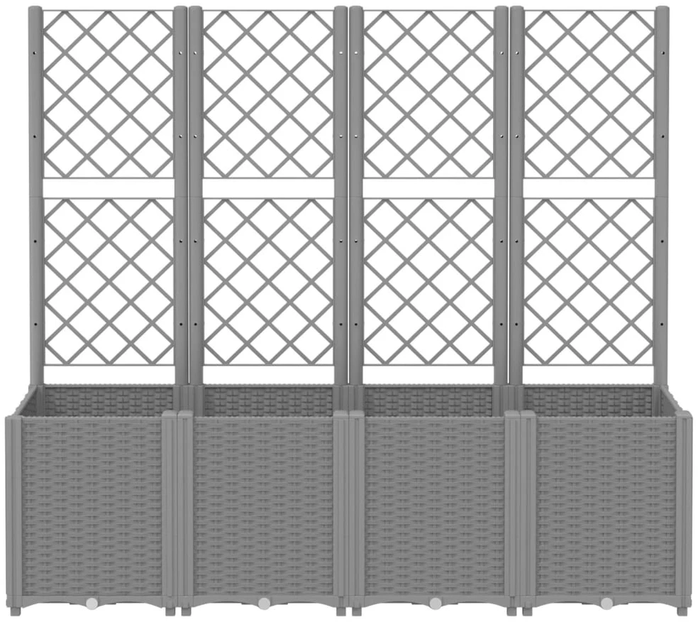 Sodo lovelis su treliažu, šviesiai pilkas, 160x40x140cm, PP
