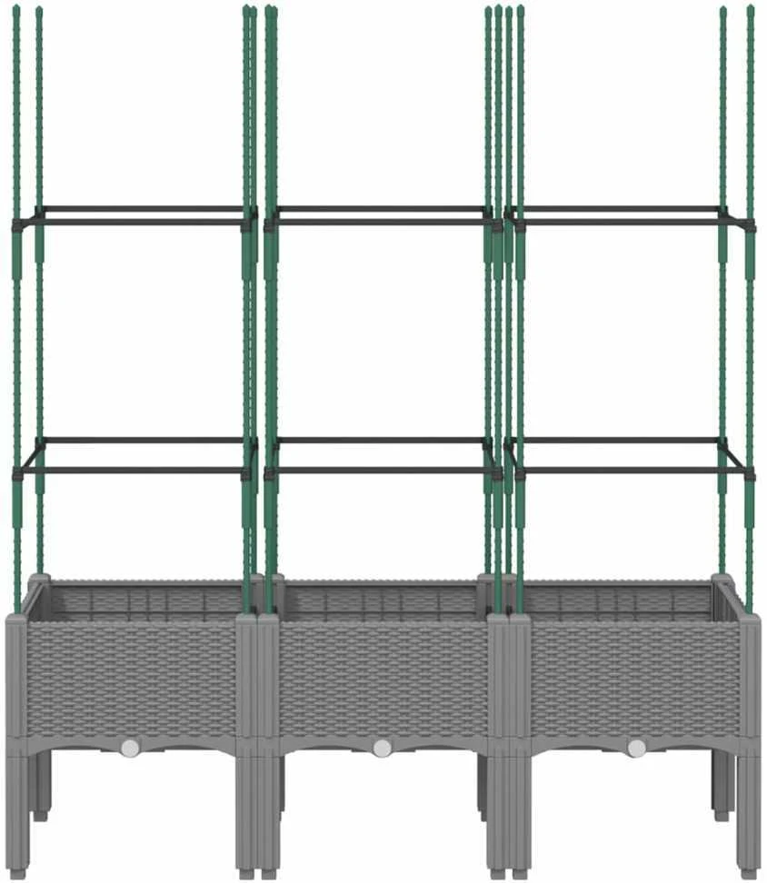 Sodo lovelis su treliažu, šviesiai pilkas, 120x40x142,5cm, PP