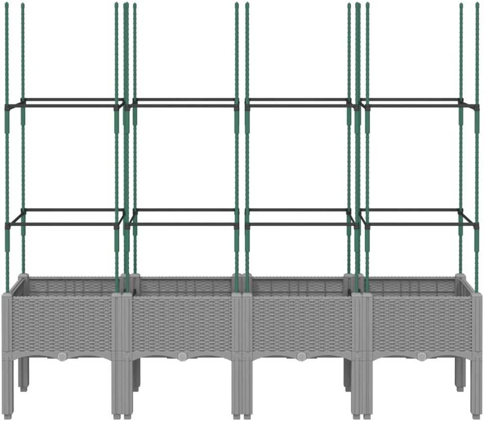 Sodo lovelis su treliažu, šviesiai pilkas, 160x40x142,5cm, PP