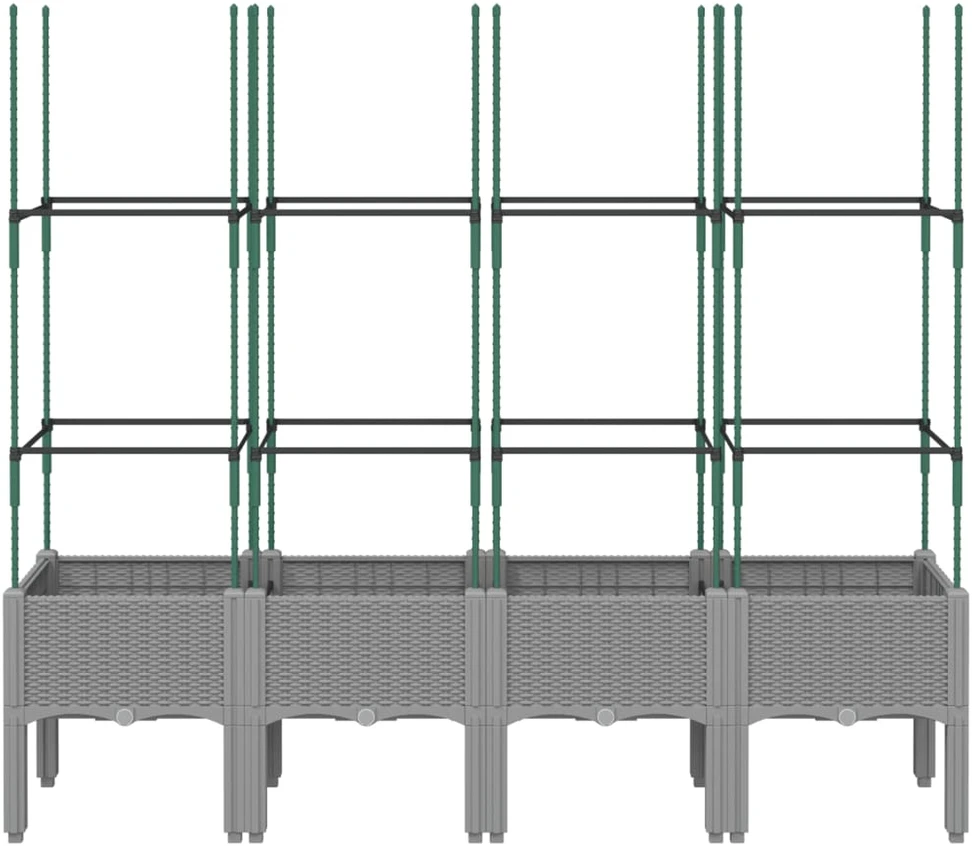 Sodo lovelis su treliažu, šviesiai pilkas, 160x40x142,5cm, PP
