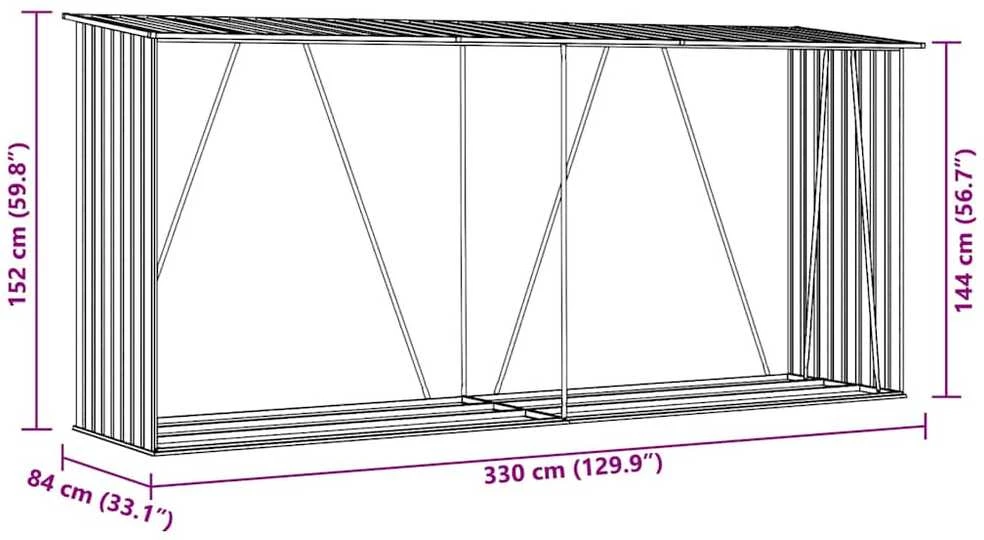 Sodo malkinė, antracito, 330x84x152cm, galvanizuotas plienas