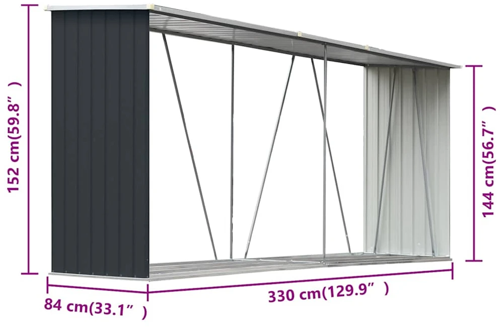 Sodo malkinė, antracito, 330x84x152cm, galvanizuotas plienas