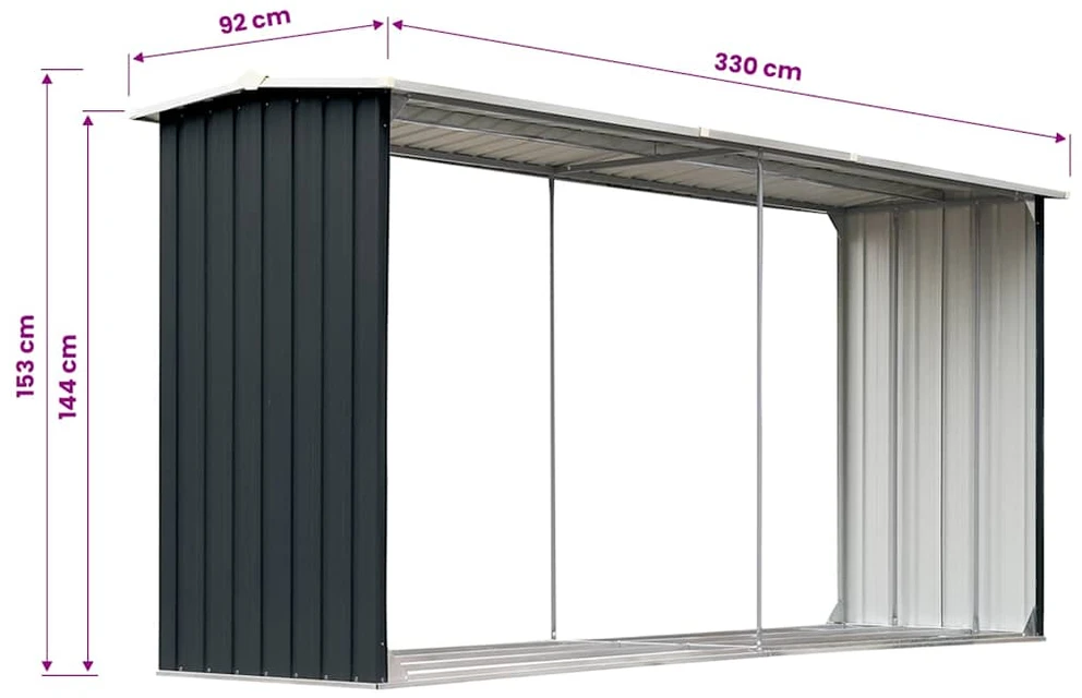 Sodo malkinė, antracito, 330x92x153cm, galvanizuotas plienas