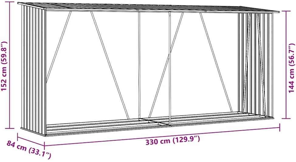 Sodo malkinė, galvanizuotas plienas, 330x84x152cm, pilka