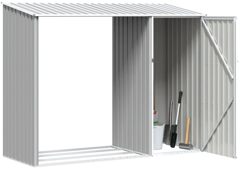 Sodo malkinė-pašiūrė, pilkos spalvos, 245x98x159cm, plienas
