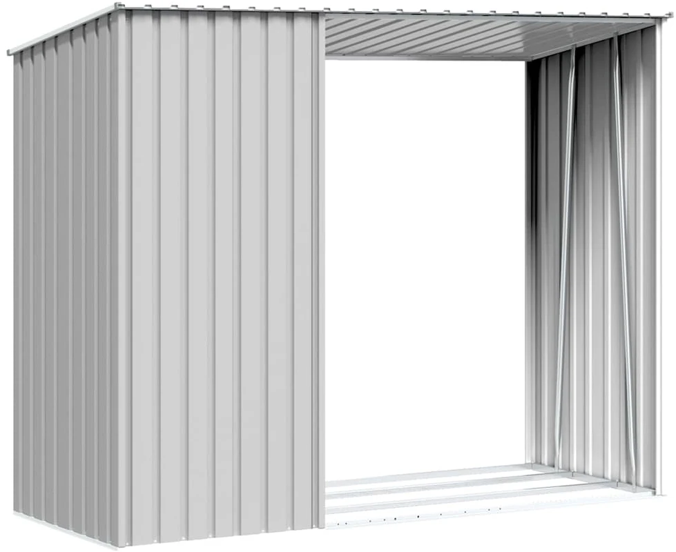 Sodo malkinė-pašiūrė, pilkos spalvos, 245x98x159cm, plienas