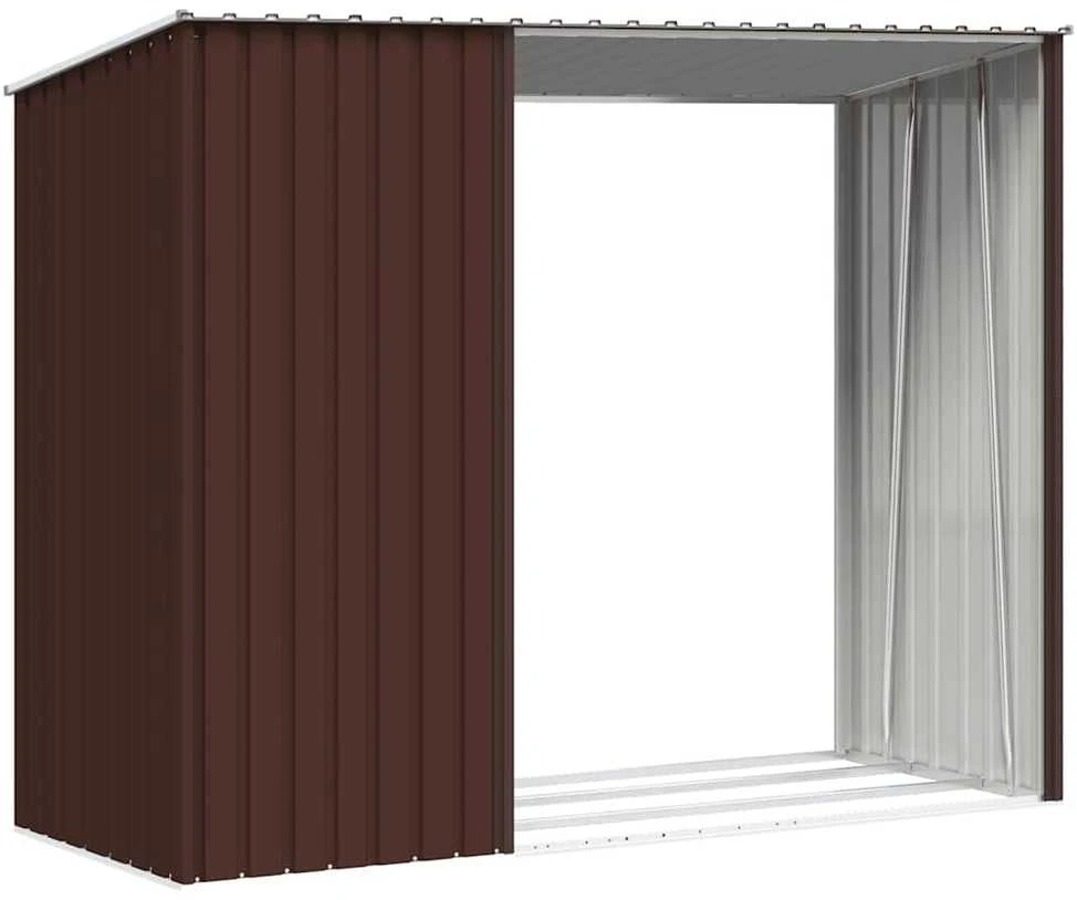 Sodo malkinė-pašiūrė, rudos spalvos, 245x98x159cm, plienas