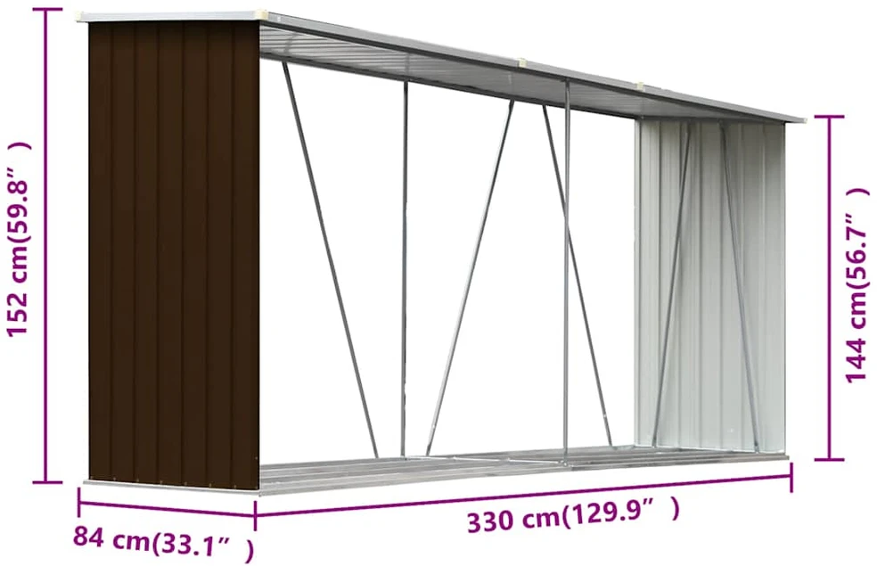Sodo malkinė, ruda, 330x84x152cm, galvanizuotas plienas