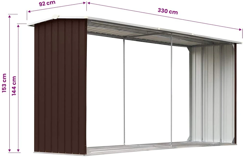Sodo malkinė, ruda, 330x92x153cm, galvanizuotas plienas