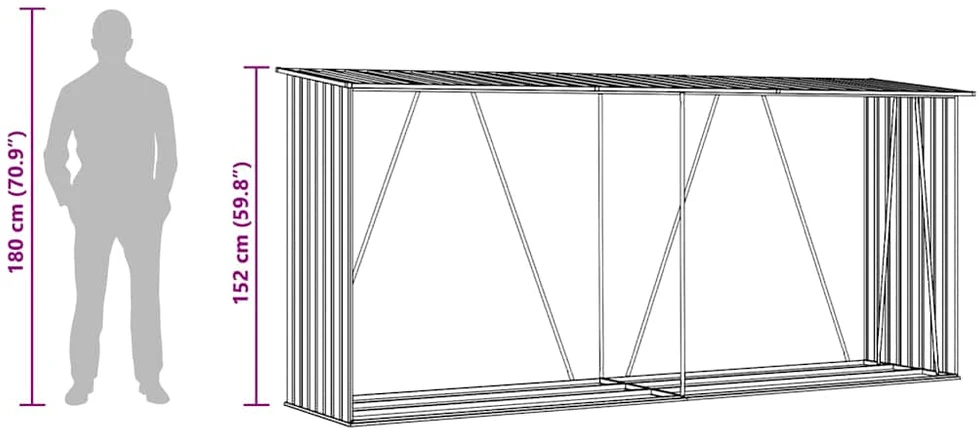 Sodo malkinė, žalia, 330x84x152cm, galvanizuotas plienas