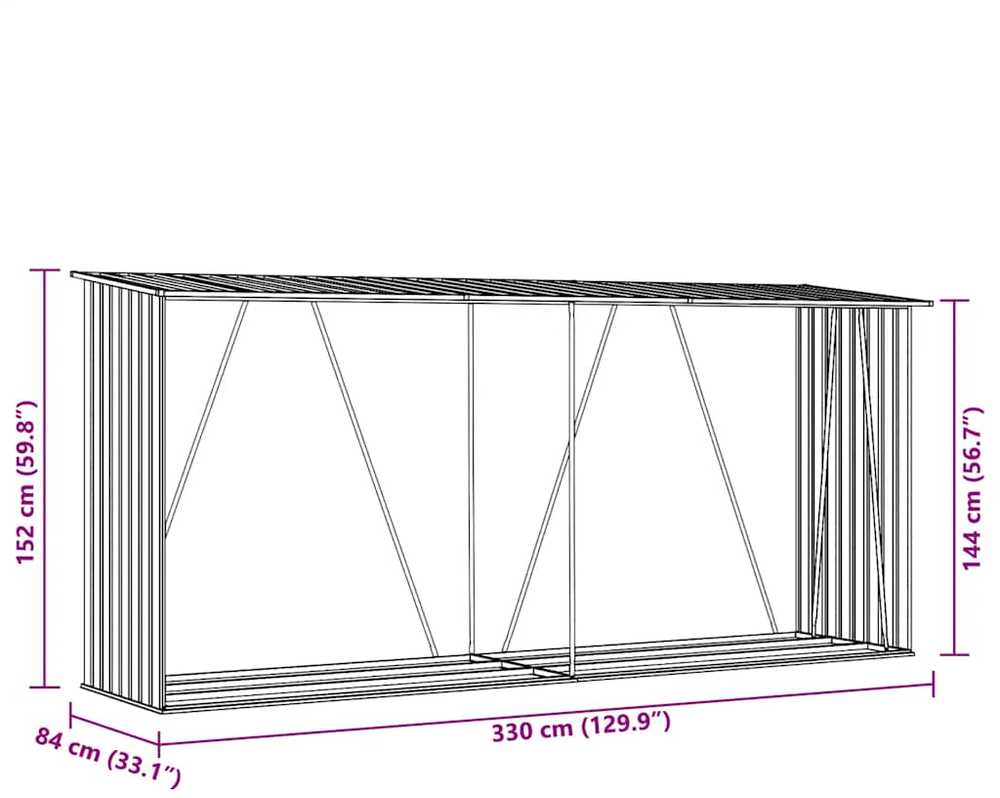 Sodo malkinė, žalia, 330x84x152cm, galvanizuotas plienas