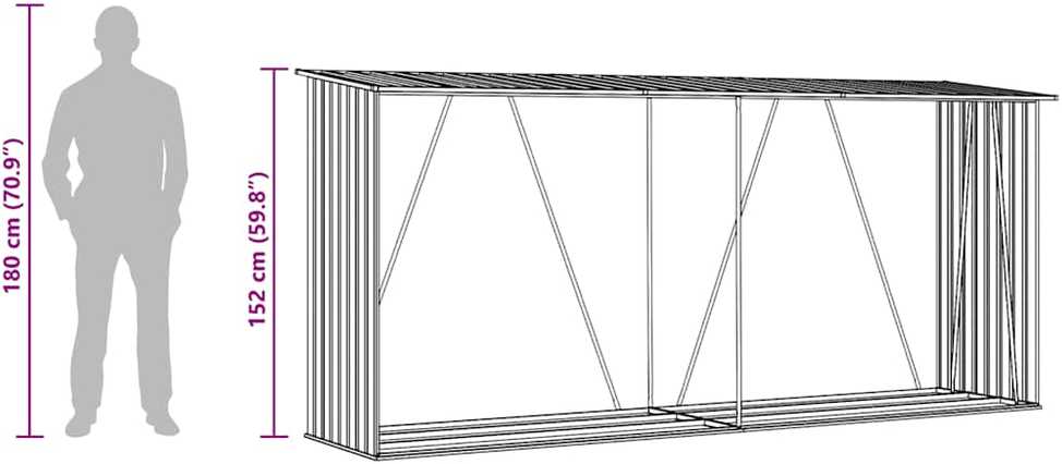 Sodo malkinė, žalia, 330x84x152cm, galvanizuotas plienas