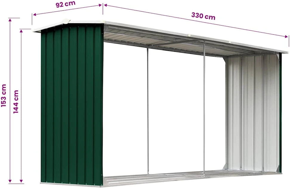 Sodo malkinė, žalia, 330x92x153cm, galvanizuotas plienas