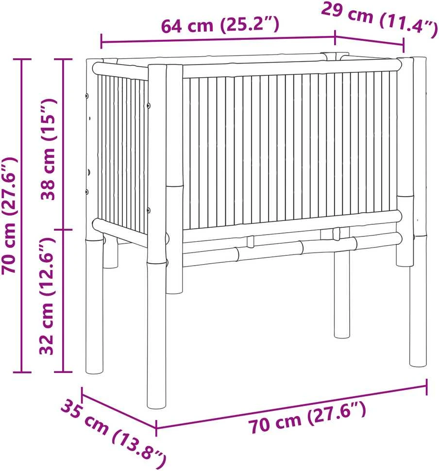 Pakelta lova Ruda 70 x 35 x 70 cm Bambukas