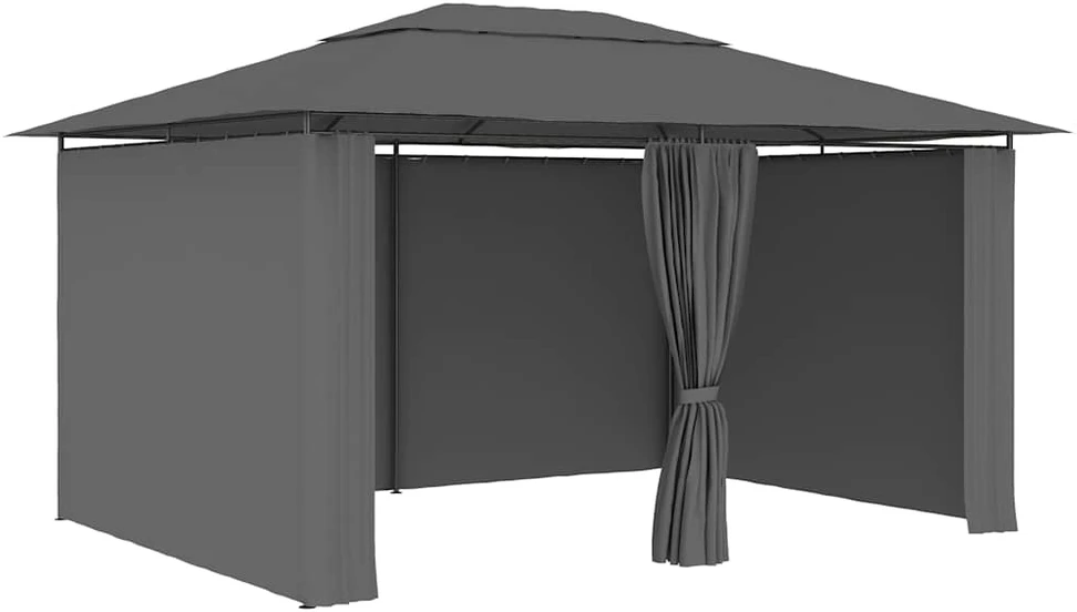 Sodo palapinė su užuolaidomis, antracito spalvos, 4x3m