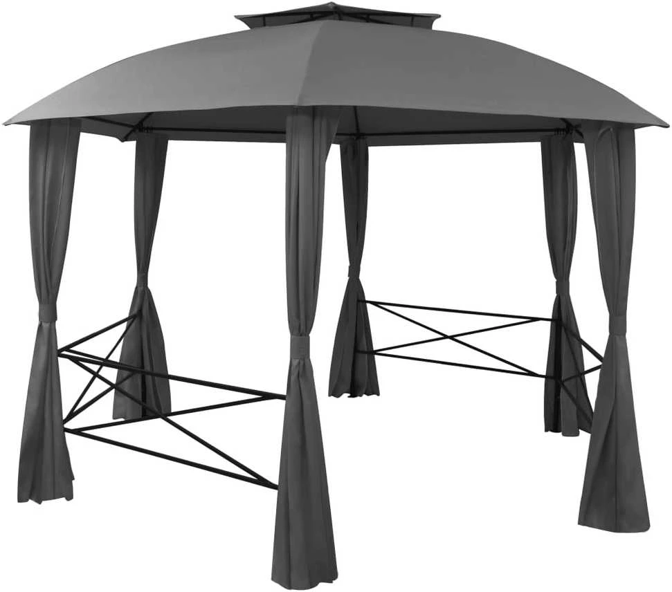 Sodo palapinė/tentas su užuolaidomis, 360x265cm, šešiakampė
