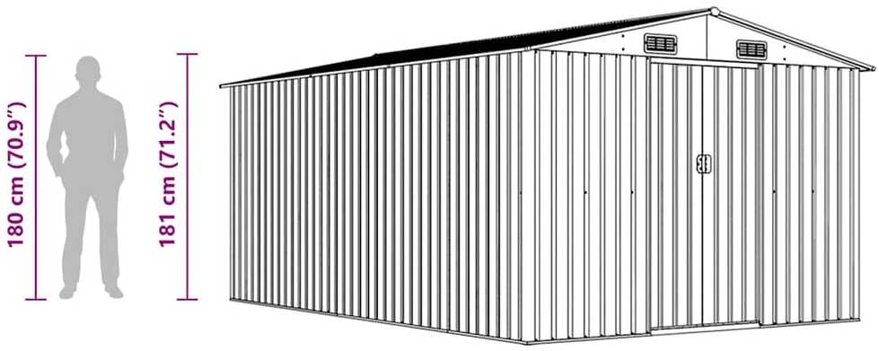Sodo pašiūrė, antracito spalvos, 257x392x181cm, metalas