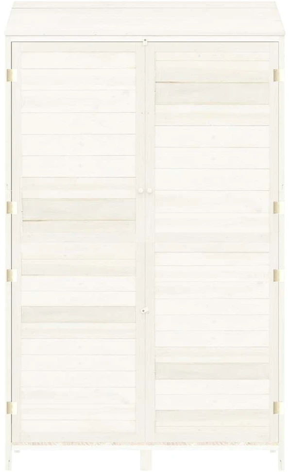 Sodo pašiūrė, balta, 102x52x174,5cm, eglės medienos masyvas