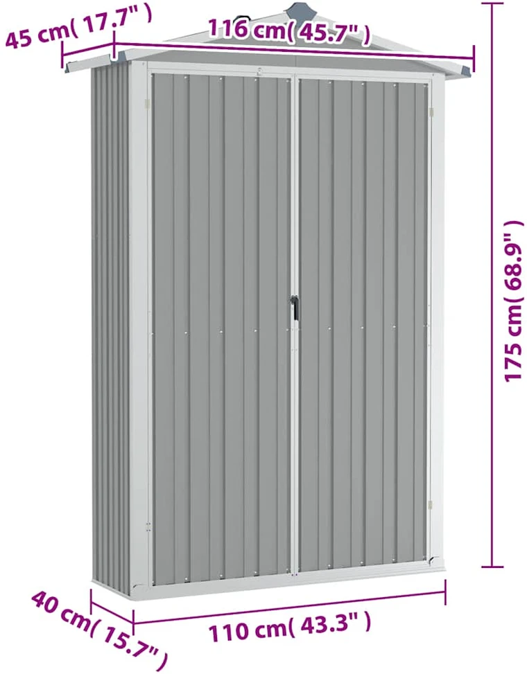 Sodo pašiūrė, pilka, 116x45x175cm, galvanizuotas plienas