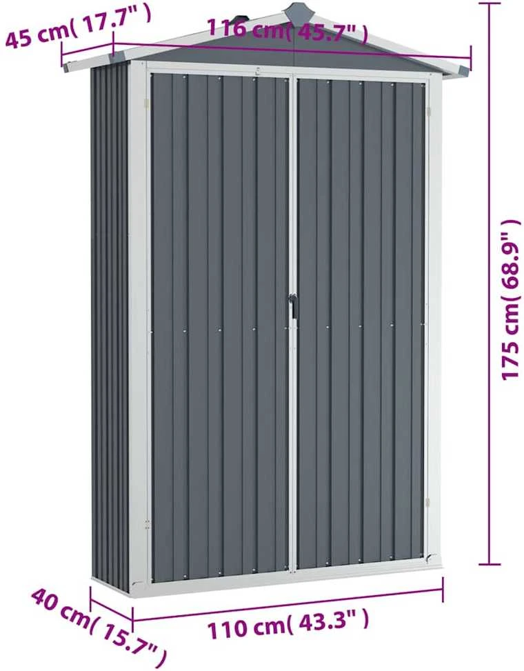 Sodo pašiūrė, pilka, 116x45x175cm, galvanizuotas plienas