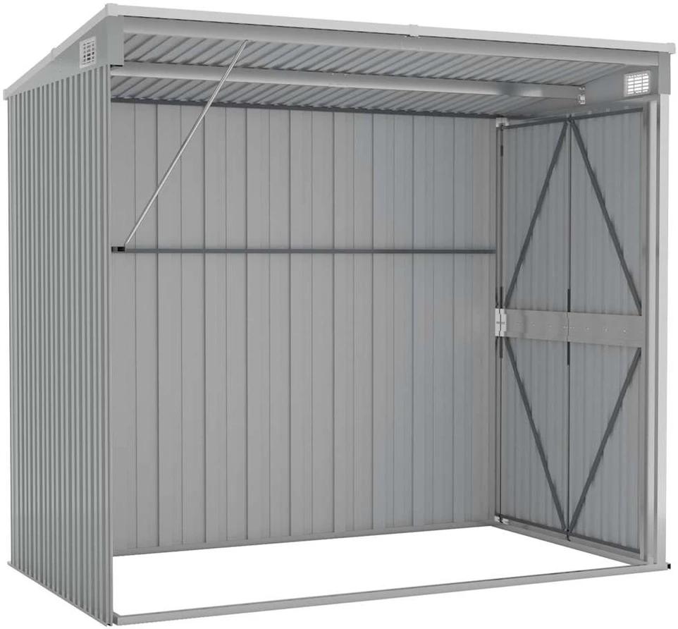 Sodo pašiūrė, pilka, 118x194x178cm, galvanizuotas plienas