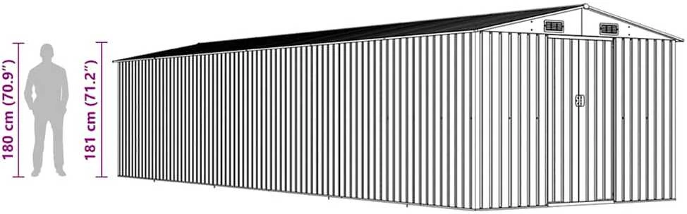 Sodo pašiūrė, pilka, 257x779x181cm, galvanizuotas plienas