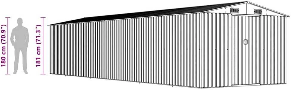 Sodo pašiūrė, pilka, 257x990x181cm, galvanizuotas plienas