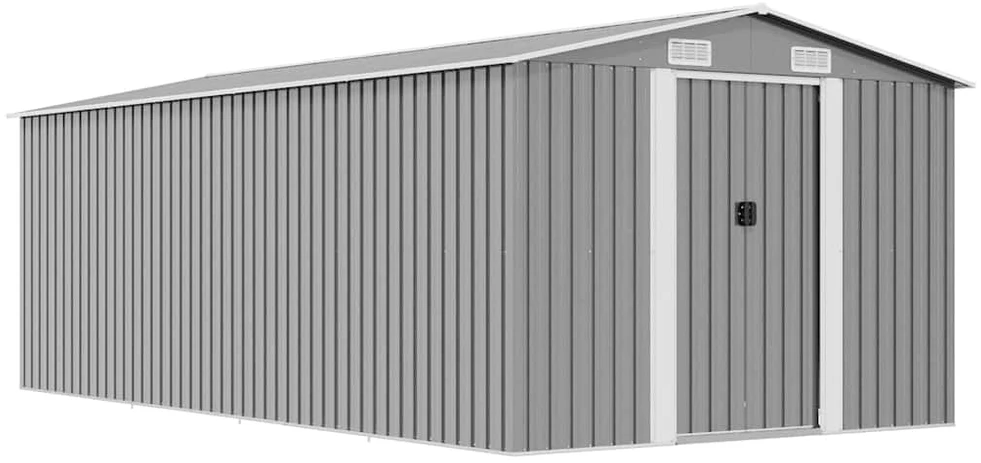 Sodo pašiūrė, pilkos spalvos, 257x489x181cm, metalas