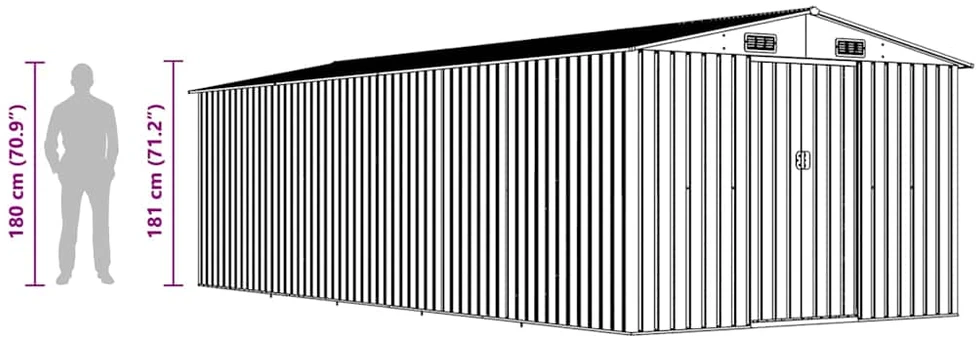 Sodo pašiūrė, pilkos spalvos, 257x580x181cm, metalas
