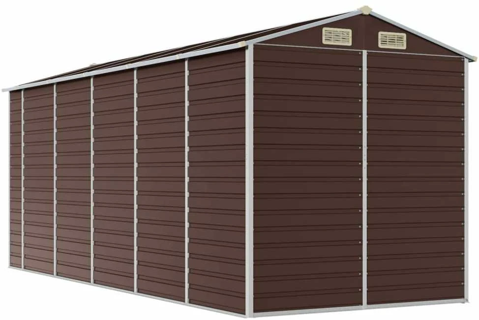 Sodo pašiūrė, ruda, 191x470x198 cm, galvanizuotas plienas