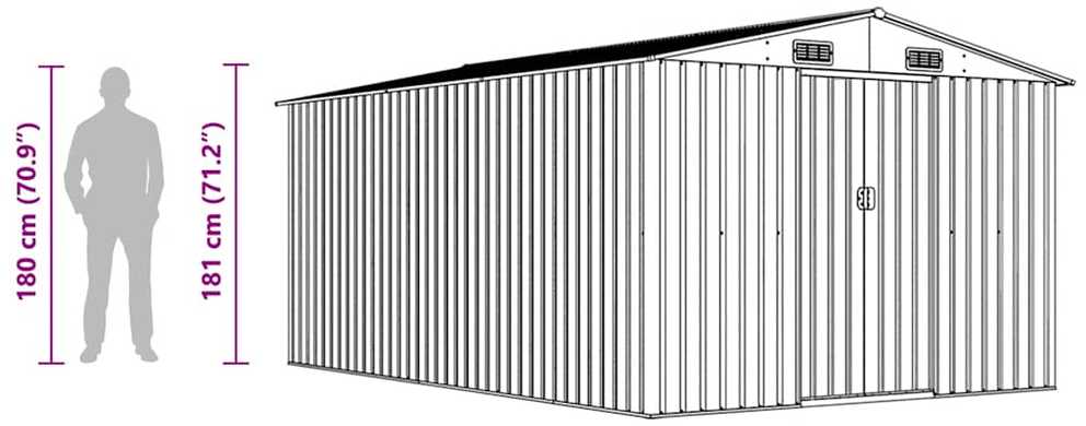 Sodo pašiūrė, rudos spalvos, 257x392x181cm, metalas