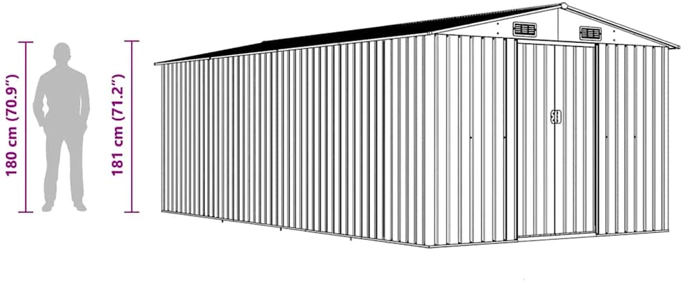 Sodo pašiūrė, rudos spalvos, 257x489x181cm, metalas
