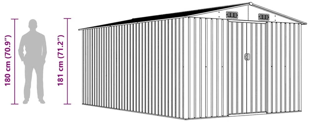 Sodo pašiūrė, žalios spalvos, 257x392x181cm, metalas
